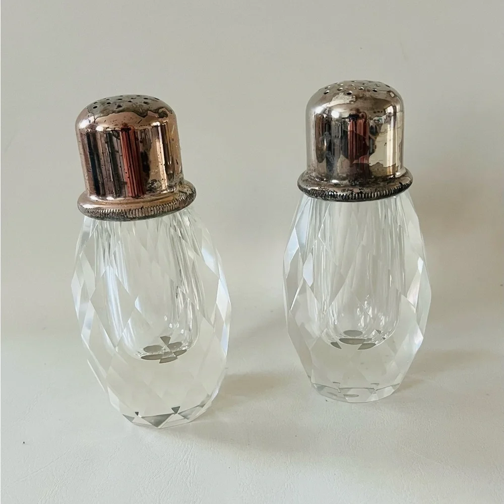 Vintage Hand Patient Milk Glass Pink Floral Glass Salt and Pepper Shakers Set